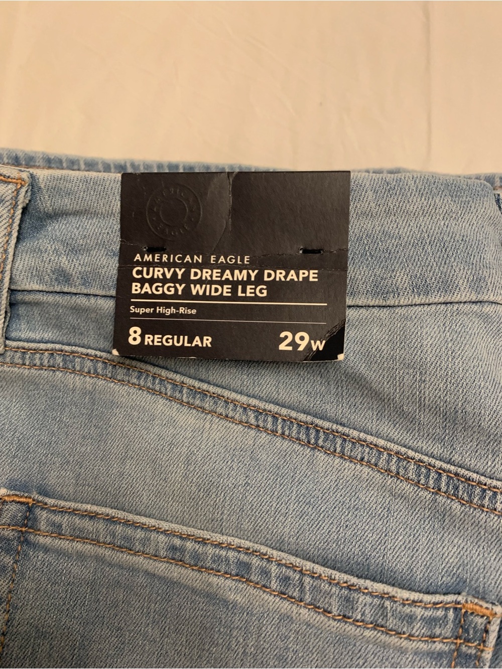 American Eagle Outfitters Curvy Dreamy Drape Baggy Wide Leg Jeans - Light Blue